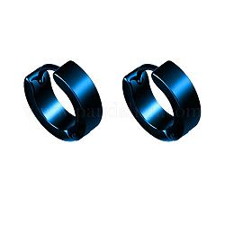 Ottone orecchini a cerchio Huggie, blu, 4x8.5x2.3mm
