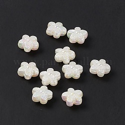 Abalorios acrílicos opacos, abalorios de imitación, color de ab, 5-pétalo de flor, blanco, 10x10.5x6mm, agujero: 1.6 mm