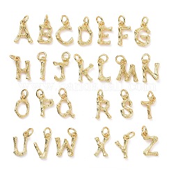 Colgantes de latón, con anillo de salto, dorado, encanto de la letra, Letra A ~ Z, 12x3~11x2mm, agujero: 3 mm