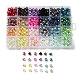 552~600 pièces de perles de verre de 24 couleurs, ronde, couleur mixte, 8x7.5mm, Trou: 1.4~1.6mm, 23~25 pcs / couleur