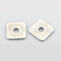Tibetan Style Alloy Beads, Cadmium Free & Nickel Free & Lead Free, Square, Antique Silver, 23x23x3mm, Hole: 5mm