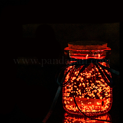 Bottiglia dei desideri in vetro luminoso con nastro di colore casuale, si illuminano al buio, cielo stellato origami barattolo stella bottiglia alla deriva per arredamento camera da letto ornamenti desktop regalo, rosso, 53x75mm