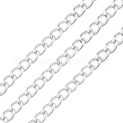 Aluminium Twisted Curb Chains, Unwelded, with Spool, Silver, 10x6.5x1.8mm, about 16.4 Feet(5m)/roll