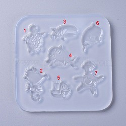 Food Grade Silicone Molds, Resin Casting Molds, For UV Resin, Epoxy Resin Jewelry Making, Marine Organism, White, 122x122x8mm