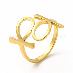 Placcatura ionica (ip) 304 anello da polso aperto da donna con segno femminile in acciaio inossidabile, vero placcato oro 18k, misura degli stati uniti 6 1/4 (16.7mm)