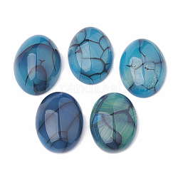 Природные кабошон агата, окрашенные, овальные, Плут синий, 25x18x7.5~8 мм
