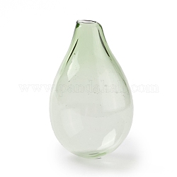Botellas de vidrio soplado hechas a mano, para la fabricación de colgantes de viales de vidrio, lágrima, verde claro, 30~32x18.5~19mm, agujero: 2~3.5 mm