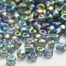 Couleurs transparente arc perles de rocaille de verre ronde, gris foncé, taille: environ 3mm de diamètre, Trou: 1 mm, 1700 pcs / 50 g