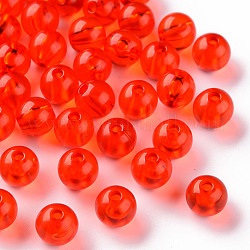 Abalorios de acrílico transparentes, redondo, rojo, 8x7mm, agujero: 2 mm