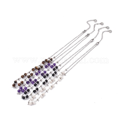 Collier de perles de pierres précieuses mélangées naturelles rondes pour fille femmes, couleur inoxydable, 17.21~17.44 pouce (43.7~44.3 cm)