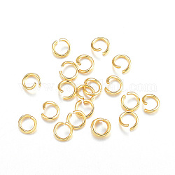 304 anelli di salto in acciaio inox, anelli di salto aperti, vero placcato oro 18k, 22 gauge, 4x0.6mm