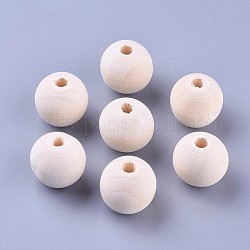 Незаконченные деревянные бусы, натуральные деревянные свободные шарики, без свинца, круглые, мокасин, 18x16~17 мм, отверстие : 3.5 мм