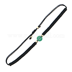 Braccialetto di perline intrecciate rotonde di giada naturale, braccialetto regolabile nero, perline:8mm