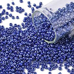 DIYクラフトビーズ12/0不透明ラスターラウンドガラスシードビーズ  ブルー  サイズ：直径約2mm  穴：1mm  約3304個/50g