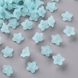 Abalorios de acrílico transparentes, flor, esmerilado, azul claro, 10x5mm, agujero: 1 mm, aproximamente 4600 unidades / 500 g