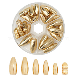 Superfindings peso de gusano de bala de latón, para pesca de lubina, cabeceo y voltereta, dorado, 1.5x0.7 cm, 32 unidades / caja