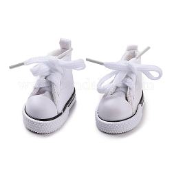 Chaussures en toile de poupée en tissu, baskets pour accessoires de poupées bjd, blanc, 55x29x40.5mm