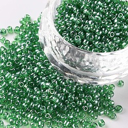 Perline semi di vetro, trans. colori lustered, tondo, verde scuro, 2mm, Foro: 1 mm, 30000 pc / pound