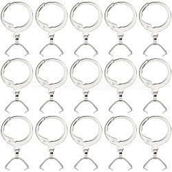 Beebeecraft 50Pcs 304 Stainless Steel Leverback Earring Finding, with Ice Pick Pinch Bails, Stainless Steel Color, 22mm, Pin: 0.65x0.8mm and 0.6mm