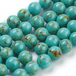 Chapelets de perles en turquoise synthétique, teinte, ronde, turquoise pale, 10mm, Trou: 1mm, Environ 40 pcs/chapelet, 15.7