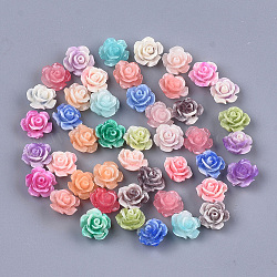 Perles de corail synthétiques, teinte, fleur, couleur mixte, 10x10x6mm, Trou: 1mm