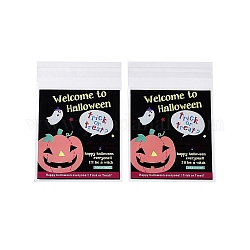 Пластиковый пакет для выпечки на тему хэллоуина, с самоклеющейся, для шоколада, конфеты, печенье, квадратный, тыква, 130x100x0.2 мм, около 100 шт / упаковка