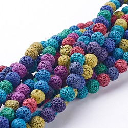 Fili di perle di roccia lavica naturale, tinto, tondo, colorato, 8mm, Foro: 1 mm, circa 50pcs/filo, 15.7 pollice