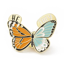 Schmetterlings-Emaille-Pin, Anstecknadel aus vergoldeter Legierung für Rucksackkleidung, orange, 24x30x1.5 mm