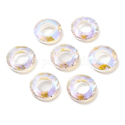 Anillos de enlace de vidrio galvanizado, anillo cósmico de cristal, anillo prisma, facetados, anillo redondo, Claro, 20x5.5mm, diámetro interior: 11 mm