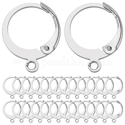 SUNNYCLUE 120Pcs 304 Stainless Steel Leverback Earring Findings, with Loops, Stainless Steel Color, 14.5x12x2mm, Hole: 1.2mm, Pin: 0.6mm