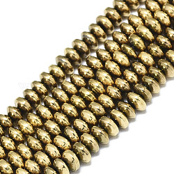 Chapelets de perles en hématite synthétique sans magnétiques, rondelle, véritable 18k plaqué or, 4x2mm, Trou: 0.5mm, Environ 180~182 pcs/chapelet, 15.75 pouce (40 cm)