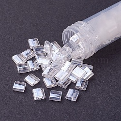 Cuentas de miyuki tila, Abalorios de la semilla japonés, 2 agujero, (TL160) brillo de cristal, 5x5x1.9mm, agujero: 0.8 mm, aproximamente 590 unidades / 50 g