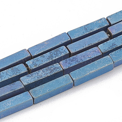 Electroplate non magnetici ematite sintetico fili di perline, stile matte, cuboide, blu placcato, 8x2x2mm, Foro: 0.8 mm, circa 50pcs/filo, 15.7 pollice
