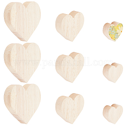 Decoración de exhibición de madera, placas de bandeja de madera, corazón, 45~90x50~100x19mm, 3 PC / sistema