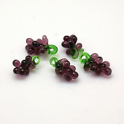 Perles au chalumeau faites à la main sur le thème de l'automne, raisin, violet, 20~25x12~15x12mm, Trou: 3.5mm