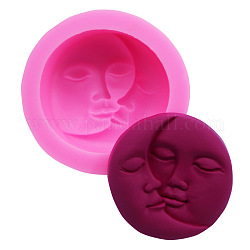 Силиконовые Молды для лица солнце и луна, Молды помады, для украшения торта поделки, конфеты, мыло, ярко-розовый, 90x30 мм, внутренний диаметр: 69.5 мм
