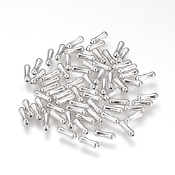 Brass Beads, Tube, Real Platinum Plated, 7x2mm, Hole: 0.5mm