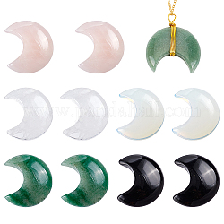PH PandaHall 10pcs Gemstone Moon Cabochons 5 Style Crescent Moon Beads Undrilled Moon Natural Crystal Gem Flatback Moon Decorative Accessories for DIY Crafts Jewelry Phone Case Scrapbook Decor