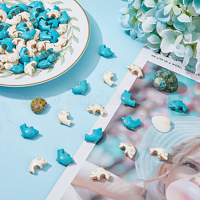 2 нить 2 цвета синтетических бирюзовых бусин нити G-FH0001-96-1