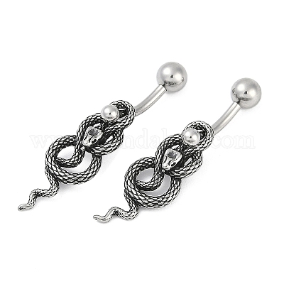 Кольца для пупка из хирургической нержавеющей стали 316 Snake EJEW-G416-18B-AS-1