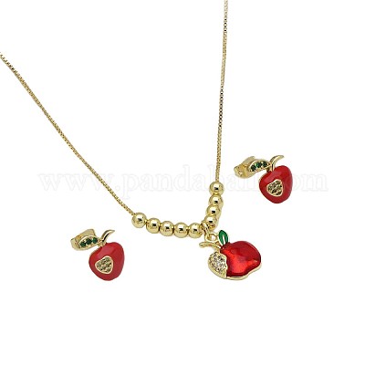 Комплекты из ожерелий и серег-гвоздиков из сплава эмали FS-WGCD19A-03-1