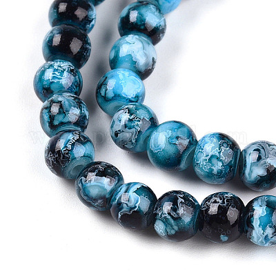 Выпечка окрашенные стеклянные бусины пряди DGLA-N003-6mm-A08-1