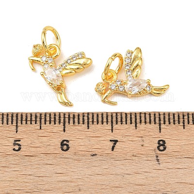 Латунные микропаве прозрачные подвески с фианитом KK-C142-07G-1