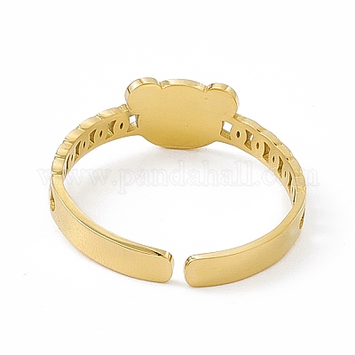 Открытое кольцо-манжета из нержавеющей стали 304 с ионным покрытием (IP) для женщин RJEW-C060-39G-1