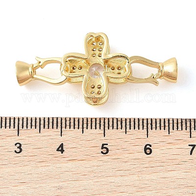 Реечное покрытие латунь микро паве прозрачный кубический цирконий складные застежки KK-S384-14G-1