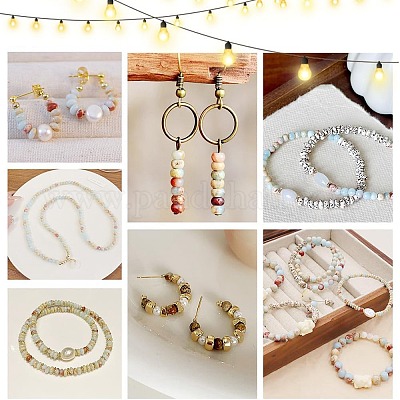 140 шт. 7 стиля нити бусин из натурального цветка амазонита G-AR0005-88-1