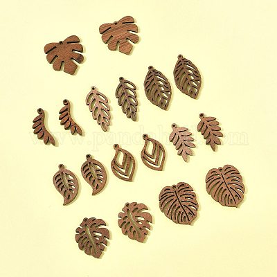 18 шт. подвески из натурального орехового дерева в 9 стилях WOOD-FS0001-48-1