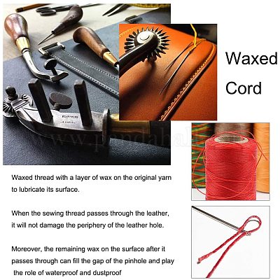 116 Yards Waxed Cord Polyester Waxed Polyester Thread 0.5mm Round Rattail Waxed  Beading String Cord for Jewelry Bracelet Making Macrame Crafting DIY  Leather - Red 