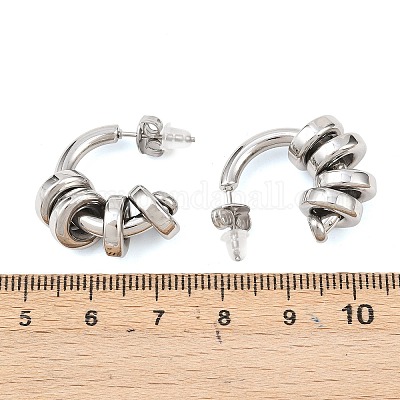 Серьги-гвоздики из нержавеющей стали 304 в форме буквы С EJEW-K268-78P-1