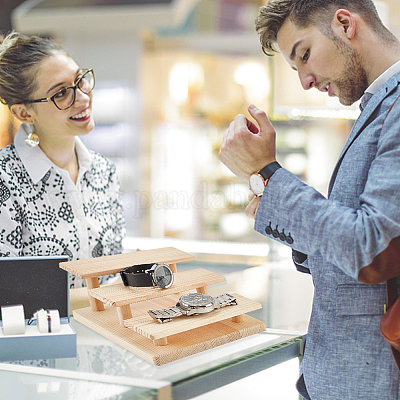 3段の無垢材のメガネディスプレイスタンド ビジネス用 家 パパイヤ